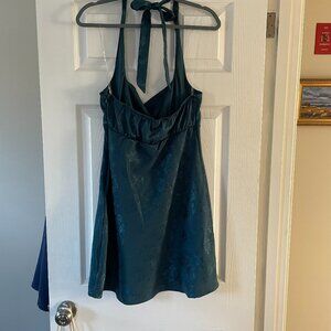 Halter mini dress - Teal, M